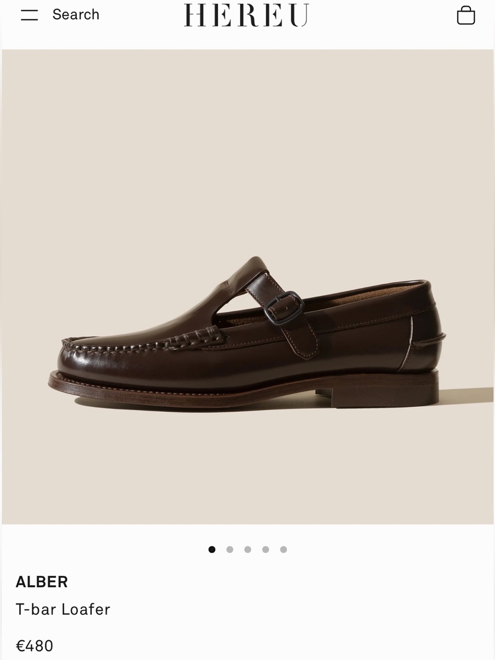 HEREU Alber T-Bar Loafer in Dark Brown